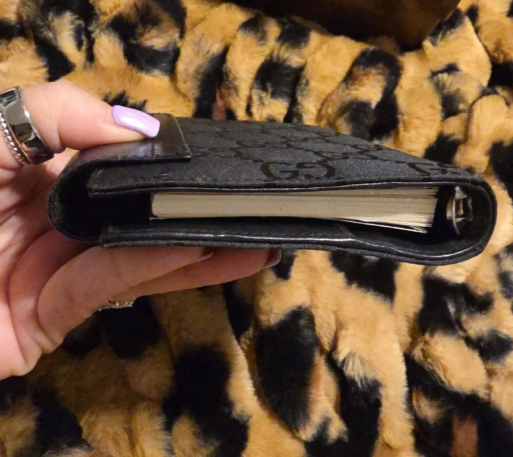 Gucci Brown Box with Black Leather & GG Canvas Wallet